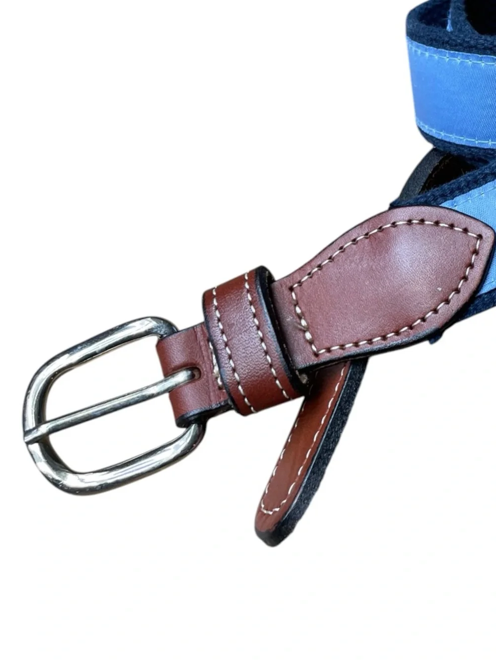 Bullington UNC Tar Heels Leather Ribbon Belt Mens Sz 34 Brass Buckle Team Spirit